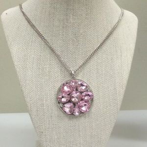 Costume double Silvertone strand pendant necklace